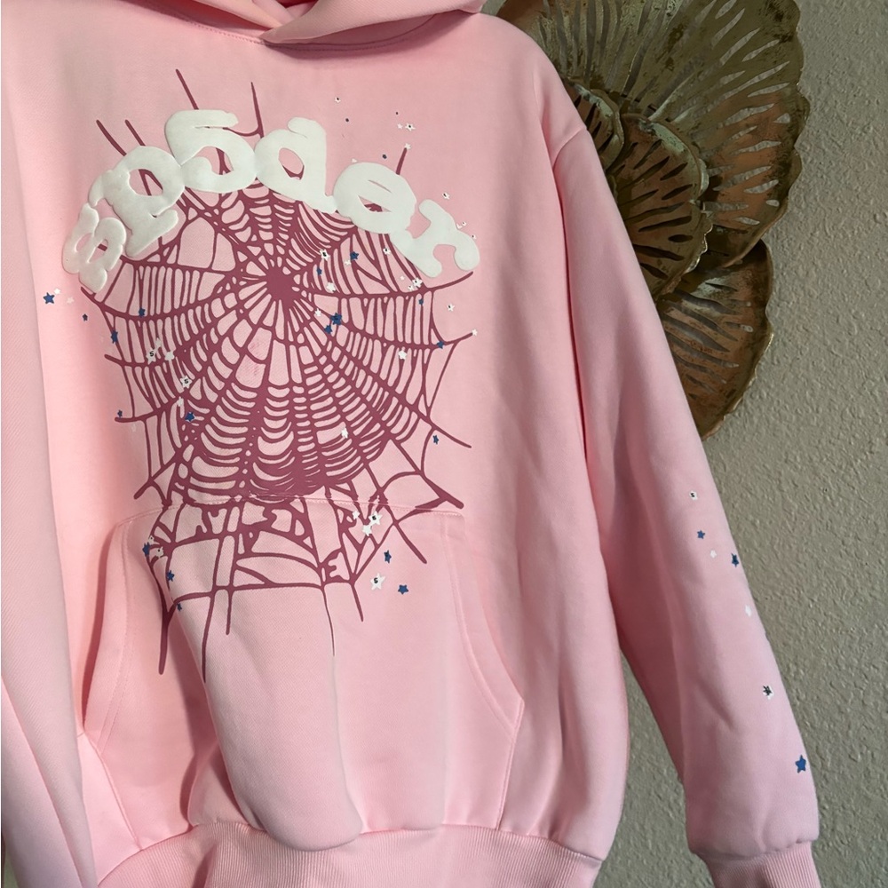 Stylish Pink Spider Web Women's Hoodie
